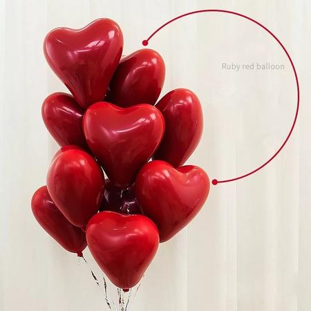 Latex hartvormige ballonnen | Mat Rood | 10 inch | 10 stuks | DM-Products